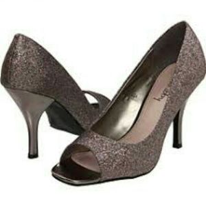 Sam and libby pewter sparkling open toe shoes
